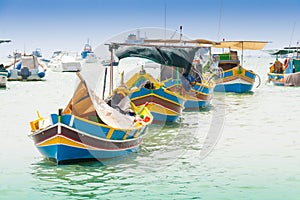 Traditional fishing boat (luzzu) in Marsaxlokk, a fishing village located in the south-eastern part of Malta